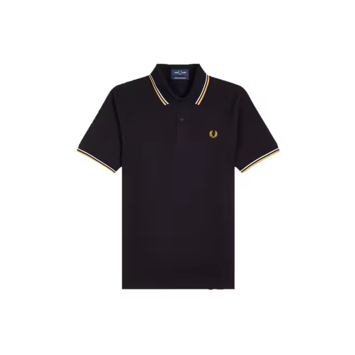 Fred Perry Reissues Original Twin Tipped Polo Black / Pastel Blue / Riyadh Gold - 1