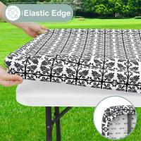 Mantel Rectangular Elástico Para Mesa De Plástico Cubierta Para Mesas Plegables Picnic Camping Exterior Resistente Al Aceite Estilo Clásico - details 4