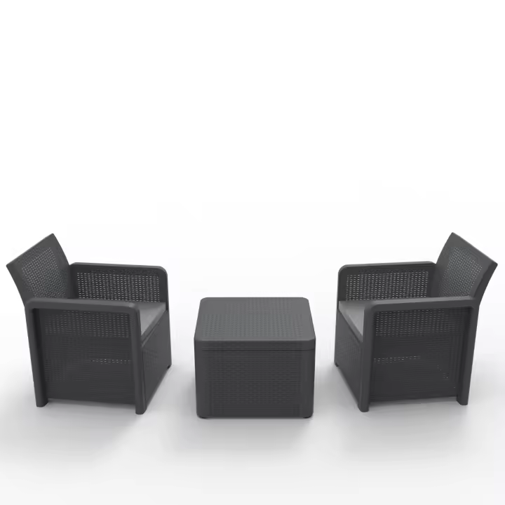SP Berner - Set de Muebles de Jardín y Terraza Nassau Tete a Tete - 2 Sillones y Mesa de Centro - Fabricado en España con Plástico Reciclado - Grafito - 1