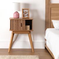 Mesita de un cajón en madera con forma persiana - Medidas: 40x30x54 cm - Marca VERSA - details 1