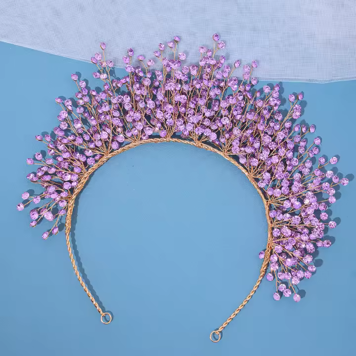 Diadema De Boda Con Perlas Y Cristales Para Mujer Joyería De Cabello Tiara Dorada Accesorios De Cabello Flor Headdress Ornamento - 1
