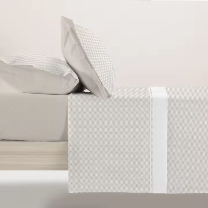 Manterol - Juego de sábanas estampado geométrico cerámica beige, azul y gris. Calidad 50% Algodón 50% Poliéster. Incluye bajera ajustable, encimera y fundas de almohada. Sábana ligera y fresca, ideal para primavera, verano y entretiempo. - 1