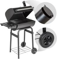 Barbacoa Carbon Portátil, Grill BBQ con Tapa, Ahumador Barbacoa, Parrilla Acero Inoxidable, con Termómetro, Barbacoa con Ruedas, Asador, Parrilla Barbacoa, Barbacoa de Obra - Negro - details 0