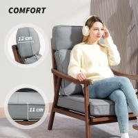 HOMCOM Butaca de Salón Sillón de Salón Tapizado en PU con Marco de Madera Cojines Acolchados Gruesos Respaldo Alto Carga 150 kg Sillón Lectura para Sala de Estar Dormitorio - details 1
