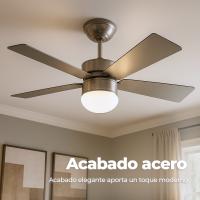 EVVO Ventilador de techo con luz V415 Steel, silencioso, Ø106cm, 4 aspas, 3 velocidades, 56W, invierno-verano - details 0