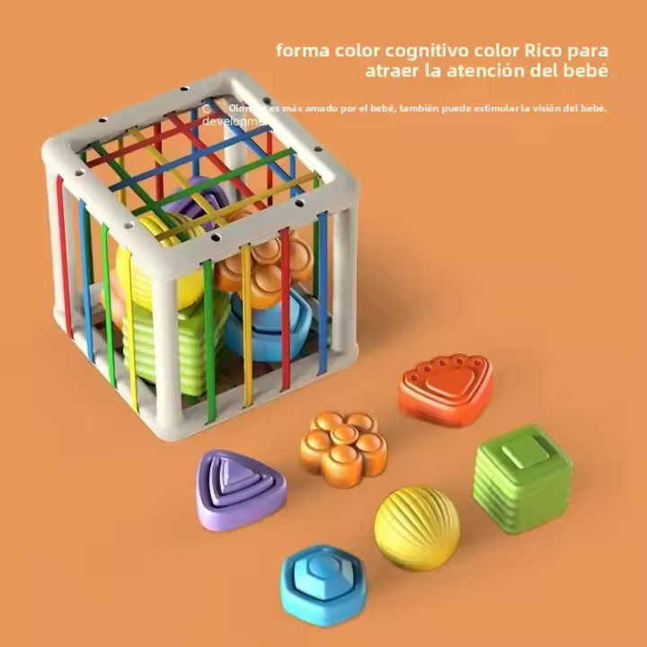 Juguetes Montessori Para Bebés Cubo Colorido De Juego De Alineación Bloques De Formas Educativos Para Niñas Aprendizaje Hobbies Regalo Para Niños - 1
