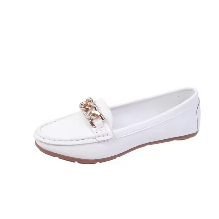 Zapatos De Mujer Otoño Primavera Nuevos Con Cadena Metálica Cuña Baja Punta Redonda Casual Zapatos De Mujer Loafer Para Madres - 1