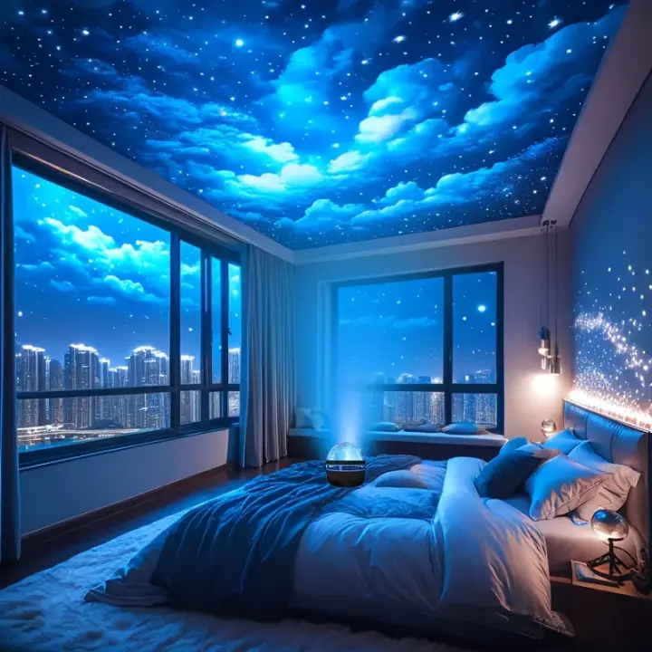 Proyector De Estrellas Galácticas LED Con Luz De Onda De Agua USB Control Remoto Lámpara Nocturna Para Dormitorio Fiesta Teatro De Casa - 1