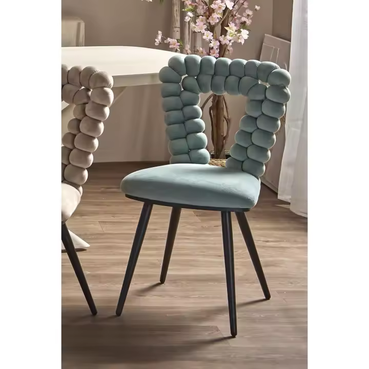 Silla nimpha triangular terciopelo azul 47x47x85 cms. El mejor complemento para tu hogar. - 1
