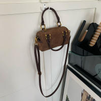 Bolso De Hombro Pequeño En Cuero Sintético Marrón Estilo Coreano Retro Casual Bolso Cruzado Para Mujer Con Cierre De Cremallera - details 7