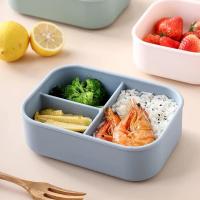 Bolsa de almuerzo aislante tipo bento para almacenar alimentos Lytnzl Lonchera de silicona con tres compartimentos La comida no gotea Segura y saludable Adecuada para adultos y niños - details 1
