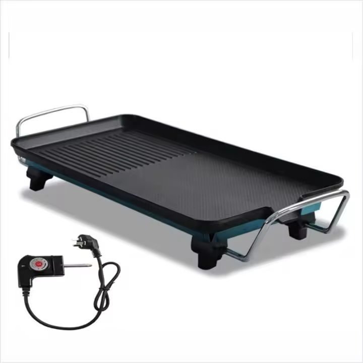 Grill Eléctrico 1500W | Superficie antiadherente para Carnes | Evacuación de Aceite | Patas Antideslizantes | Cocina Saludable y Práctica - 1