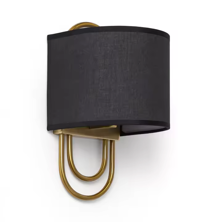 Ledkia Lámpara de Pared Metal y Tela Olivia Negro - 1
