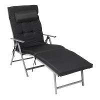 Tumbona plegable reclinable negra o gris, cama de sol con colchón de 6 cm, reposacabezas desmontable, aluminio inoxidable y tejido transpirable, confort máximo, capacidad 150kg, ideal para jardín y playa - details 5
