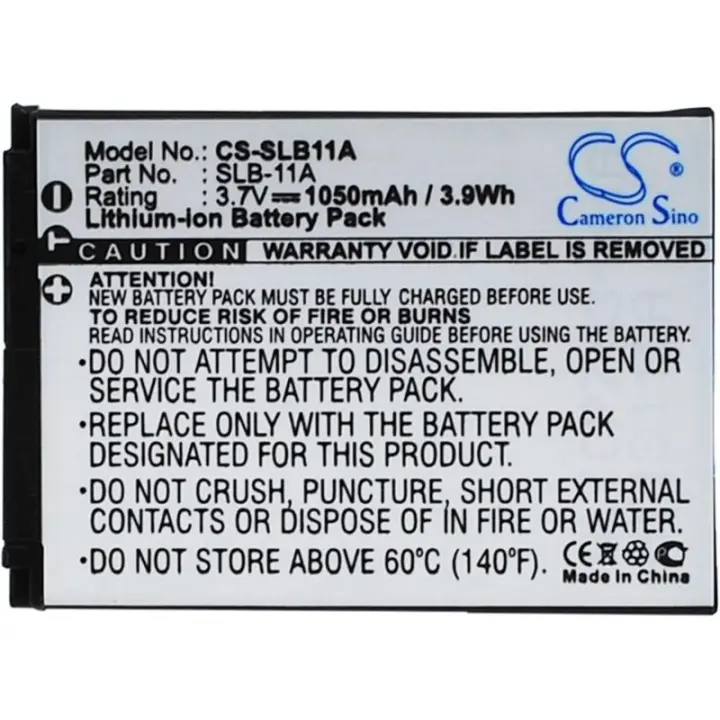 Batería Cameron Sino modelo SLB-11A con capacidad de 1050mAh, compatible con cámaras Samsung WB100, WB1000, WB5000, TL240, CL65, CL80, TL320 y otros modelos. Ideal como repuesto o batería adicional para prolongar el uso de tu cámara. ⋆ Envío desde España - 1