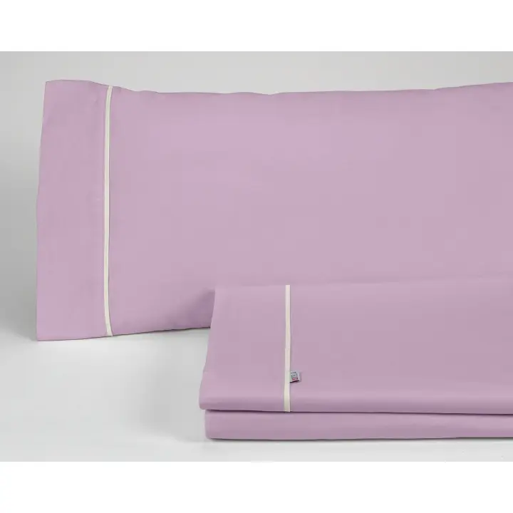 Juego de sábanas color malva - Cama de 90 (3 piezas) - 100% algodón - 144 hilos. Gramage: 115 - Fijalo - 1
