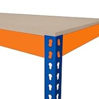Banco de Trabajo p/Garaje S-Rax 2 Niveles | 150cm x 60cm x 90cm | Capacidad por Nivel 300kg | Montaje Sin Tornillos | 2 Barras de Soporte Reforzadas | Patas de Goma | Mesa para taller almacén depósito - details 3