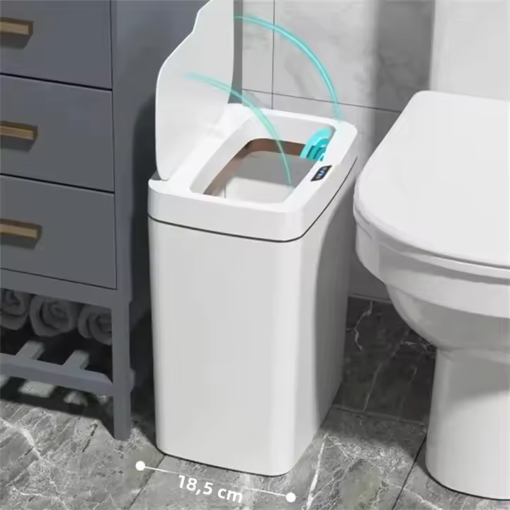 Bandeja De Baño Inteligente Almacenamiento Automático Blanco Sensor Táctil Ecológico 15L Sin Cierre De Plástico Rectangular - 1