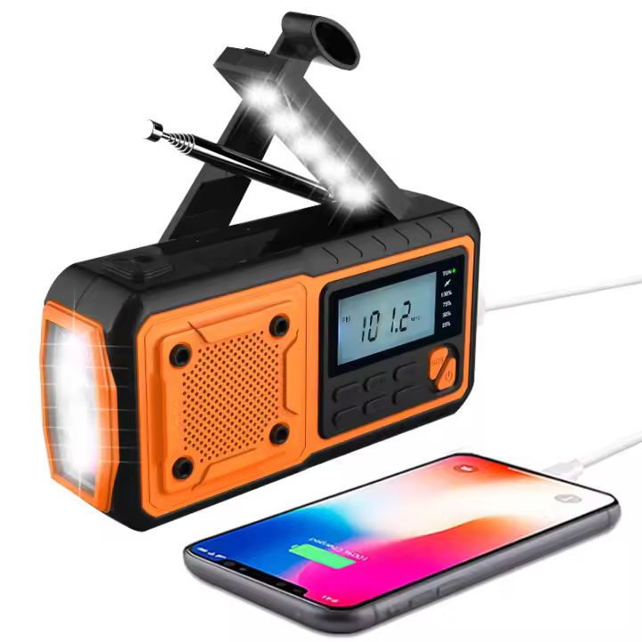 PORCHEDDU Radio Portátil de Emergencia Meteorológica with NOAA/AM/FM USB/Solar/Recargable Manivela SOS y Internal Sirena - 1