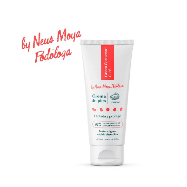GREEN CORNERSS CARE - Crema de pies con extracto de tomate | 75 ml | 97% Ingredientes Naturales | Formulada por Neus Moya, podóloga experta y enfermera | Hidrata, nutre y fortalece - 1