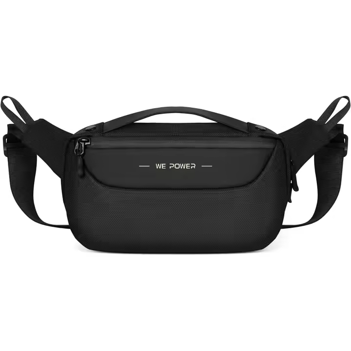 Riñonera Grande Negra para hombre, con Correa ajustable, impermeable, ideal para senderismo, jogging y Viajes. - 1