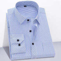 Camisa De Algodón Para Hombre Con Mangas Largas Y Rayas Estilo Casual Y Negocios En Rojo Gris Azul Naranja Tallas S a 9XL - details 9