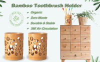 Soporte Para Cepillo De Dientes De Bambú Organizador De Maquillaje Y Pinceles Accesorios Biodegradables Tipo Circular - details 4