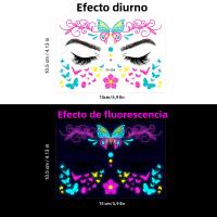 Pegatina De Cara Fluorescente Para Fiestas Nocturnas Mariposa Neón Resistente Al Agua Para Bar Y Festival De Música Luz UV Brillante Accesorio De Fiesta - details 3