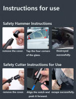 Martillo De Seguridad Para Coche Herramienta De Emergencia Para Romper Ventanas Y Cortar Correas De Seguridad Aluminio Lifesaving - details 14