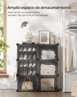 Zapatero Modular de Plástico con 6 Compartimentos y Puertas - Estantería de 30x40x30 cm por Cubo, Marco de Acero, Paneles de Plástico, Color Blanco - details 10