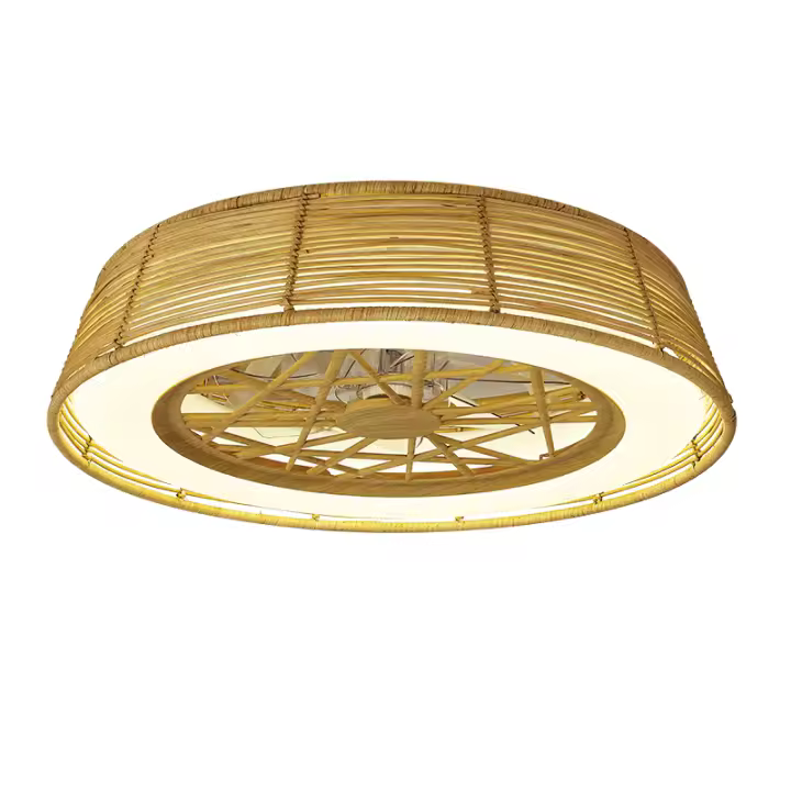 Ventilador tipo plafón con aspas ocultas de fibras naturales INDONESIA de Mantra, 35W 3800Lm, 2700K - 5000K | LeonLeds - 1
