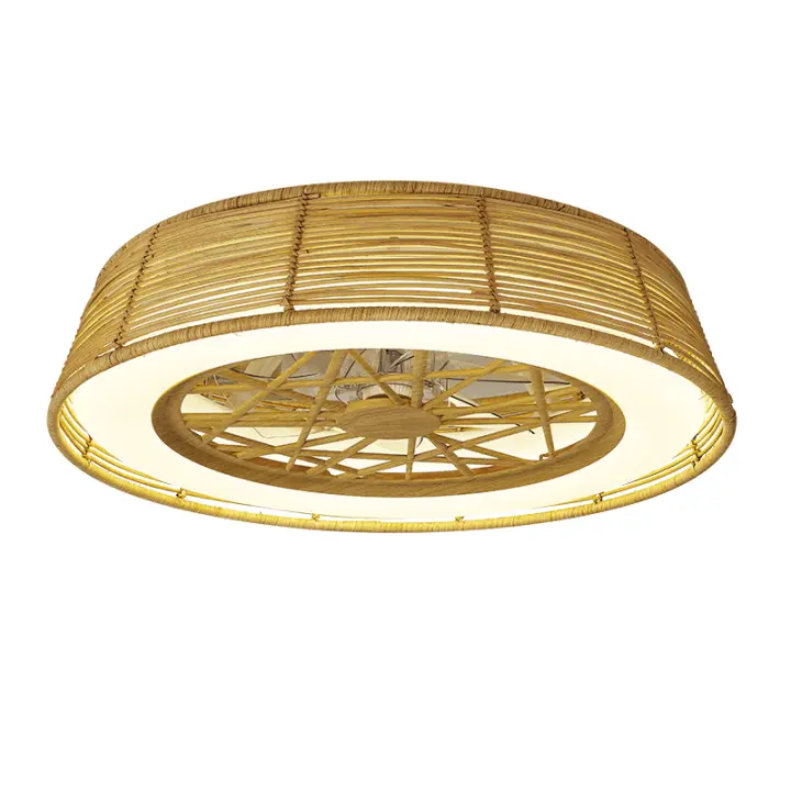Ventilador tipo plafón con aspas ocultas de fibras naturales INDONESIA de Mantra, 35W 3800Lm, 2700K - 5000K | LeonLeds - 1