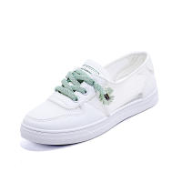 Zapatillas Planas Transpirables De Malla Para Mujer Primavera Verano Con Cordones Tenis Casuales Ligeros Huecos Blancas Zapatos Cómodos - details 11