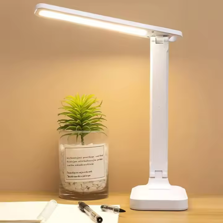 Lámpara De Escritorio LED Toque Plegable Y Ajustable Con Enchufe USB Protección Ocular Luz De Mesa Para Cama Moderna Estilo Recargable - 1