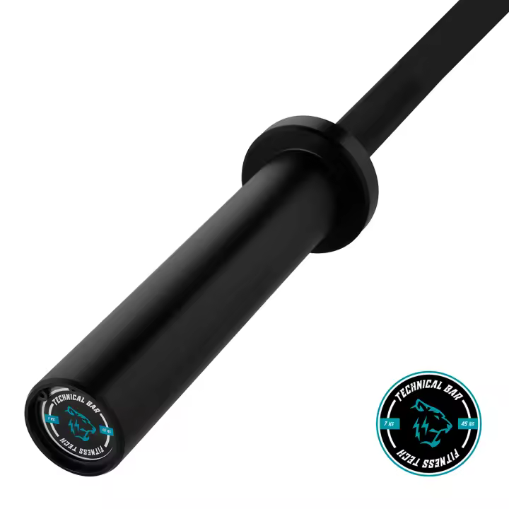 Fitness Tech Barra de técnica black 1.8m*50mm 2 rodamientos 45Kg Barras para peso libre - 1