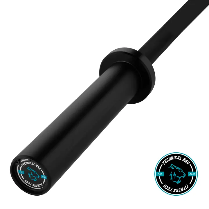 Fitness Tech Barra de técnica black 1.8m*50mm 2 rodamientos 45Kg Barras para peso libre - 1