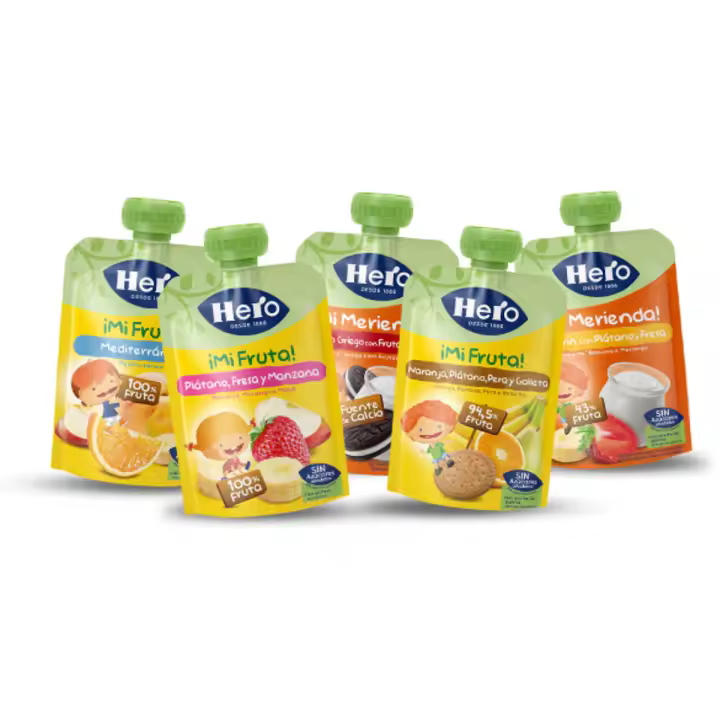 Hero Pack Ahorro Sabores Mixtos Bolsitas Pack 12x100gr,bolsitas de naranja,plátano ,galleta,fresa y manzana - 1