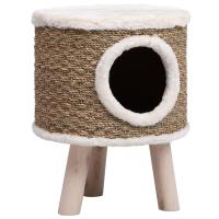 vidaXL Casa para gatos con patas de madera 41 cm hierba marina - details 1