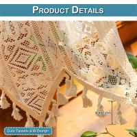 Cortinas Boho Tela Voile Transparente Para Cocina Sala De Estar Dormitorio Con Borlas Cortina Corta De Tela Transparente Filtro De Luz - details 3