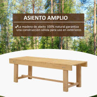 Outsunny Banco de Jardín de 2 Plazas Banco de Madera Carga 250 kg Banco para Patio Terraza 110x38x35 cm Natural - details 0