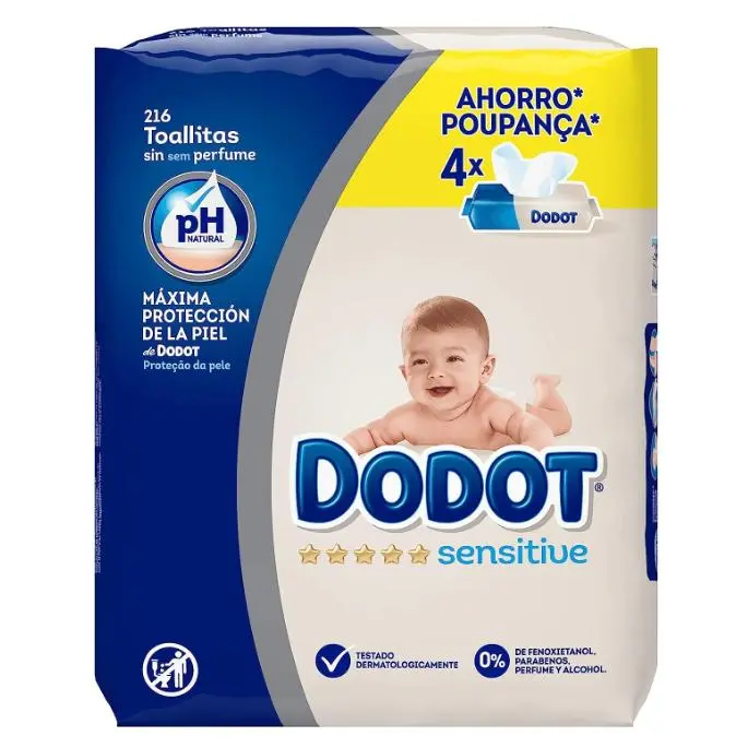 Dodot Toallitas para Bebé Sensitive, 4 x 54 Toallitas - 1