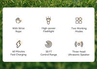 ROJECO Repelente De Perros Ultrasonido De Alta Potencia Anti Ladrar Entrenador Recargable conLinterna LED Dispositivo De Entrenamiento Para Perros - details 1