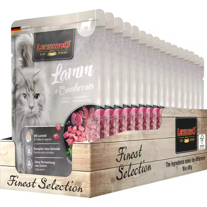 Leonardo Finest Selection - Comida húmeda premium para gatos - Pack de 16 bolsas x 85gr - ¡Delicioso alimento para consentir a tu gato! - 1
