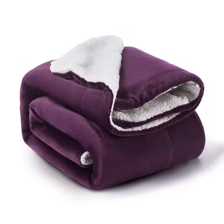 Manta suave y esponjosa de foro polar, color Morado, Cálida, pequeña, Manta de Sherpa, Manta para Sofá, Manta Gruesa, color Morado, suave Como Salón, Manta para Sofá, 130x150 cm - 1