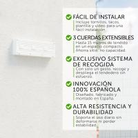 Tendedero Retráctil Pared 4 Cuerdas 5m CUNCIAL TZ-S4 20m Tendido Blocaje Individual Interior Exterior Fabricado España - details 3