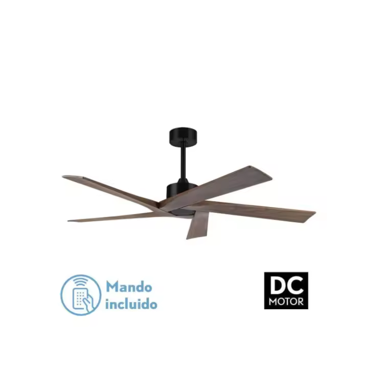 Ventilador dc nadir negro/nogal sin luz 5 aspas 142.2d c/control remoto y temporizador - 1