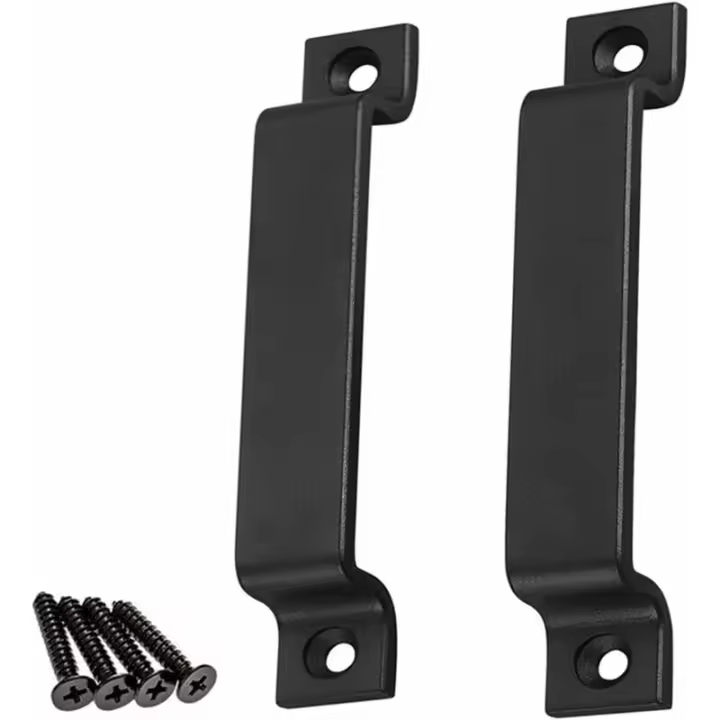 Manija de puerta de granero, 2 piezas Manijas de puerta de granero para puerta de madera, para puerta/cobertizo, manijas de puerta de gabinete de cocina, cajón de armario, muebles de dormitorio, negro - 1