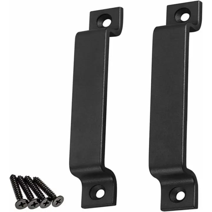 Manija de puerta de granero, 2 piezas Manijas de puerta de granero para puerta de madera, para puerta/cobertizo, manijas de puerta de gabinete de cocina, cajón de armario, muebles de dormitorio, negro - 1