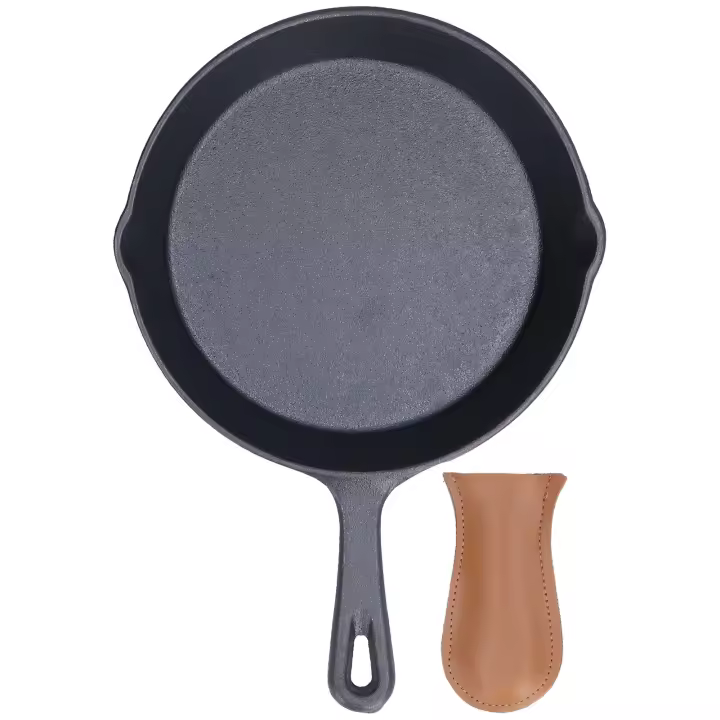 Sartenes de Hierro fundados Saludables Fáiles de limpiar Resistentes al desgaste A prueba de Caídas Sartén de Hierro fundidos con cubierta de mango para picnic Barbacoa Hogar - 1