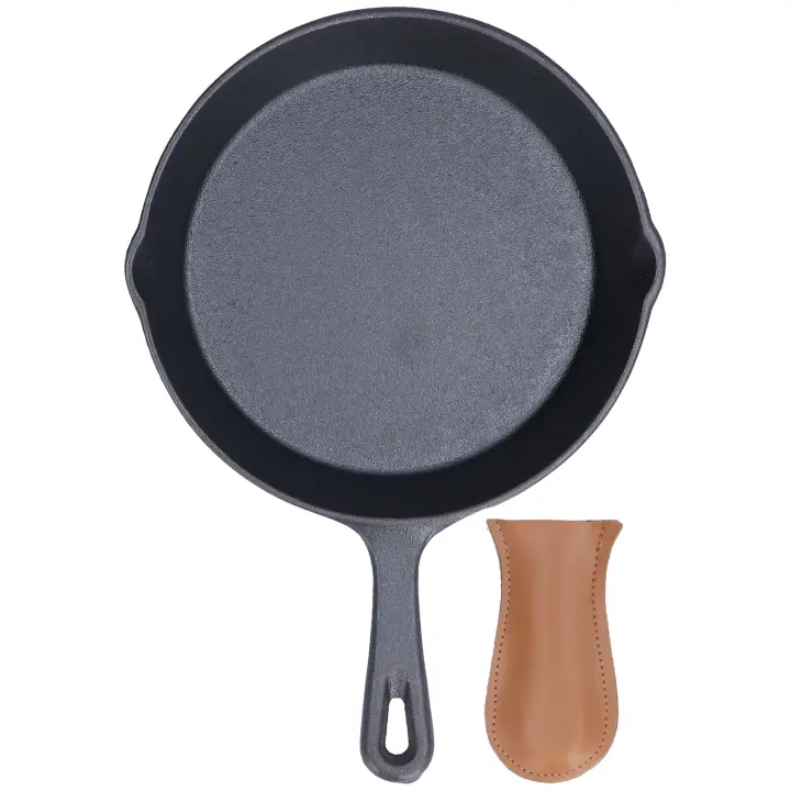 Sartenes de Hierro fundados Saludables Fáiles de limpiar Resistentes al desgaste A prueba de Caídas Sartén de Hierro fundidos con cubierta de mango para picnic Barbacoa Hogar - 1